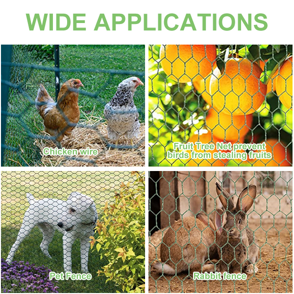 Hexagonal wire mesh fence for chicken and plants