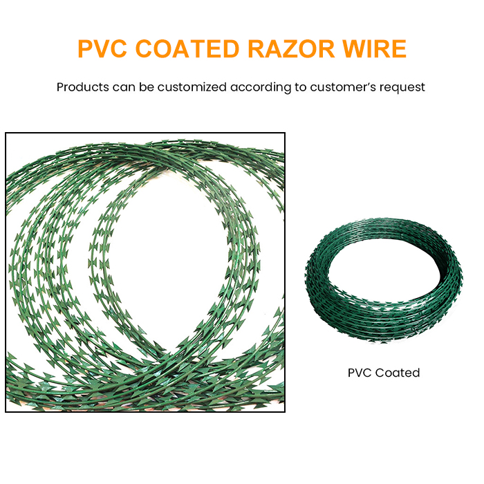 Anti-rust High Tensile PVC Coated Razor Wire