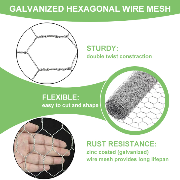 48in. x50 ft,72in. x150 ft galvanized hexagonal chicken wire mesh