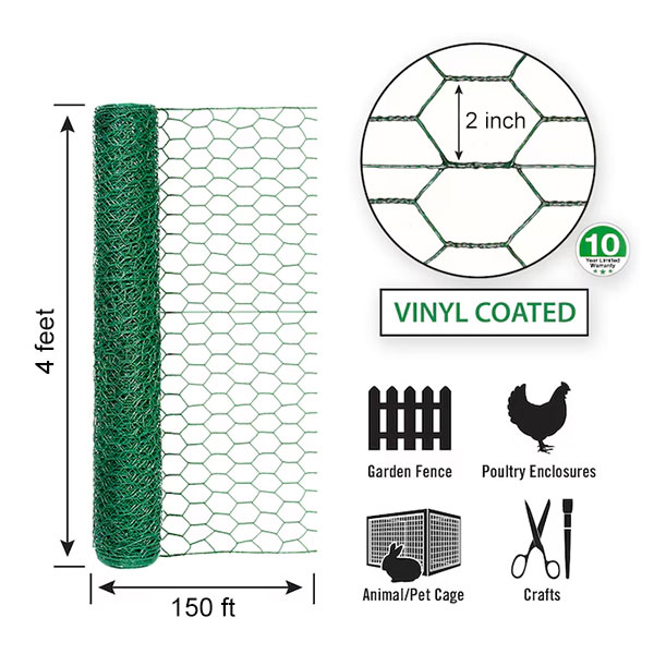 PVC coated rust-proof 2 inch mesh chicken wire