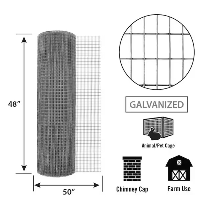 14 gauge 1 inch x 2 inch rectangular hole welded wire mesh rolls