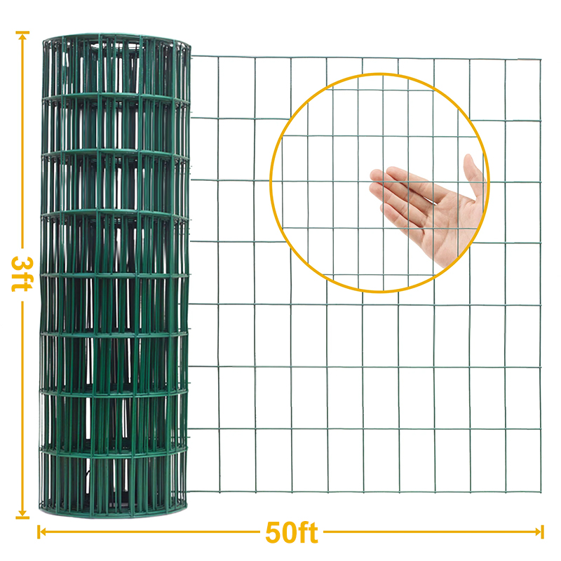 3ft 4ft high 50ft length green PVC coated welded wire fencing