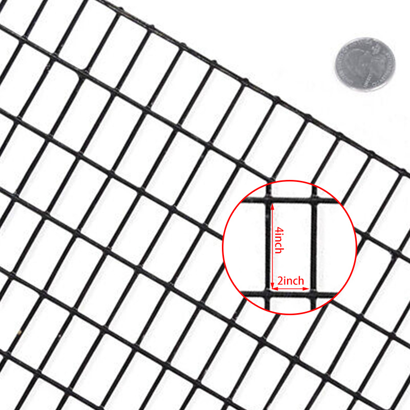 2 inch × 4 inch mesh size black welded wire mesh fencing