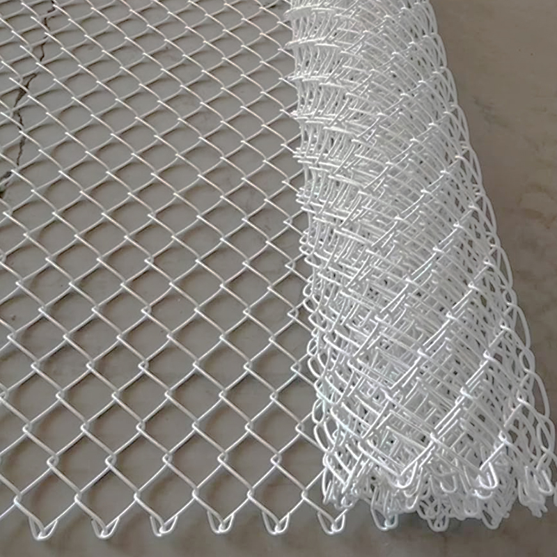 White plastic coated chain link fence