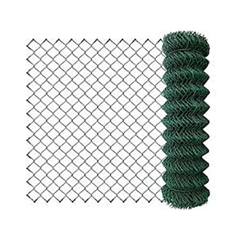 Green vinyl coated chain link fence with sports facilities