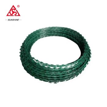 Black and Green Razor Wire Fence