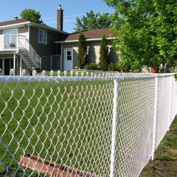 White chain link fence PVC coated