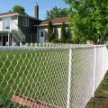 White plastic coated chain link fence