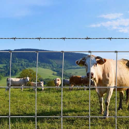 Galvanized woven wire metal livestock cattle fence